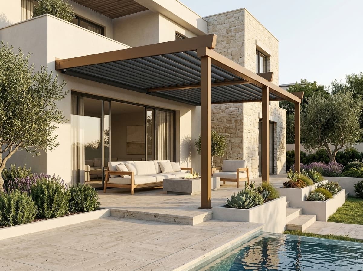 Kumaş tavanlı otomatik pergola uygulaması