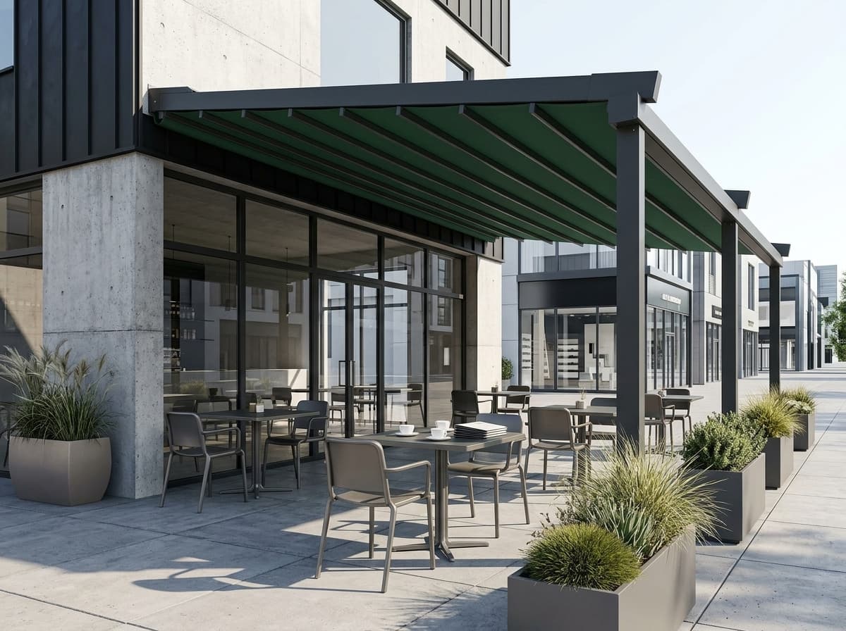 Açılır-kapanır kumaş tavanlı otomatik pergola