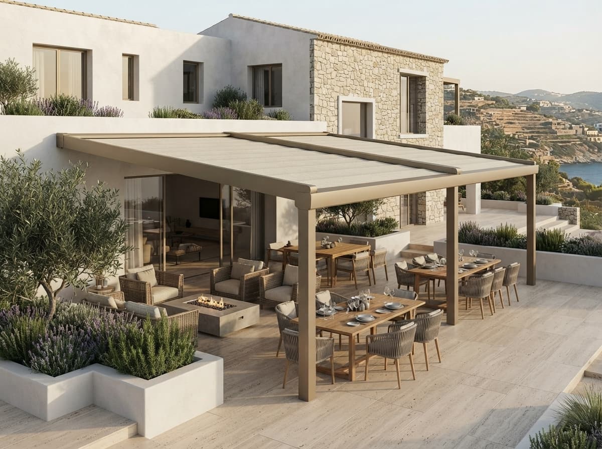 Teras üzerinde otomatik pergola