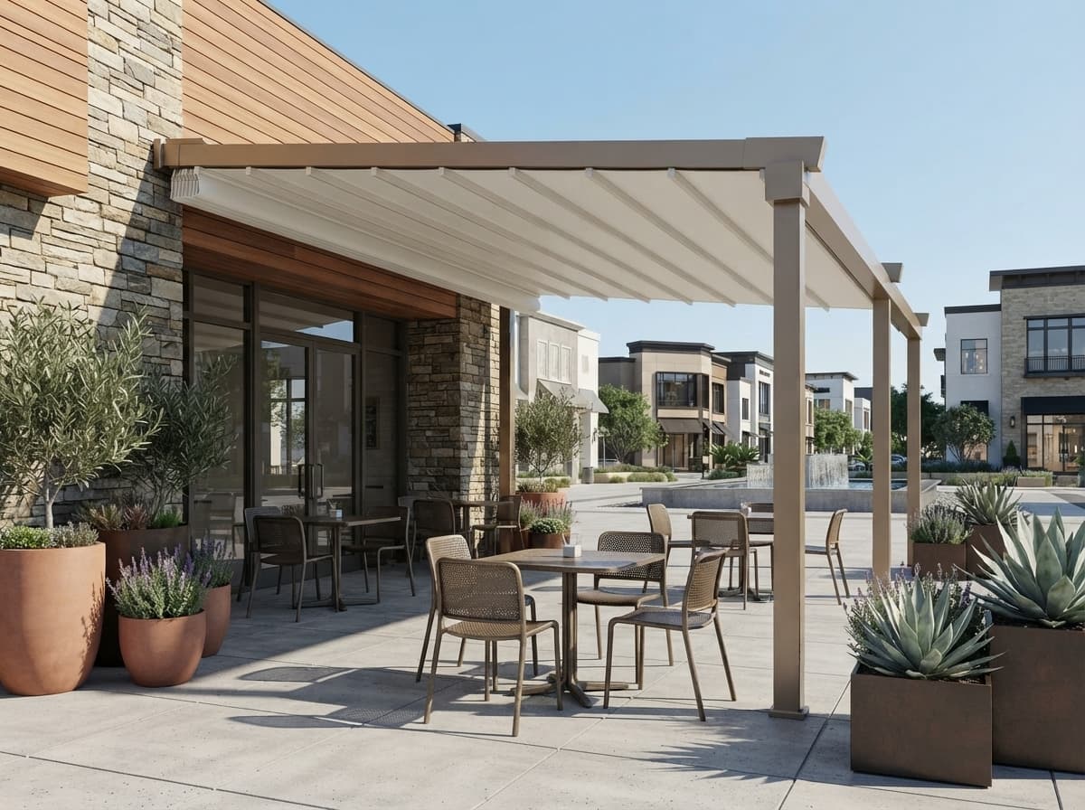 Kumaş tavanlı otomatik pergola uygulaması
