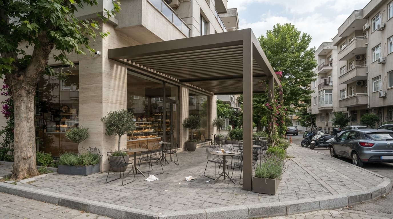 Sürgülü panel tavanlı rolligroof pergola