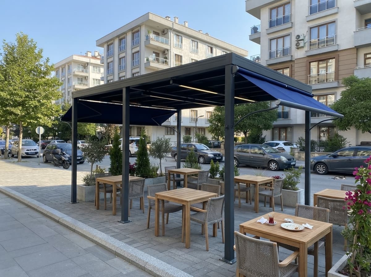 İşletme camekanında win tente