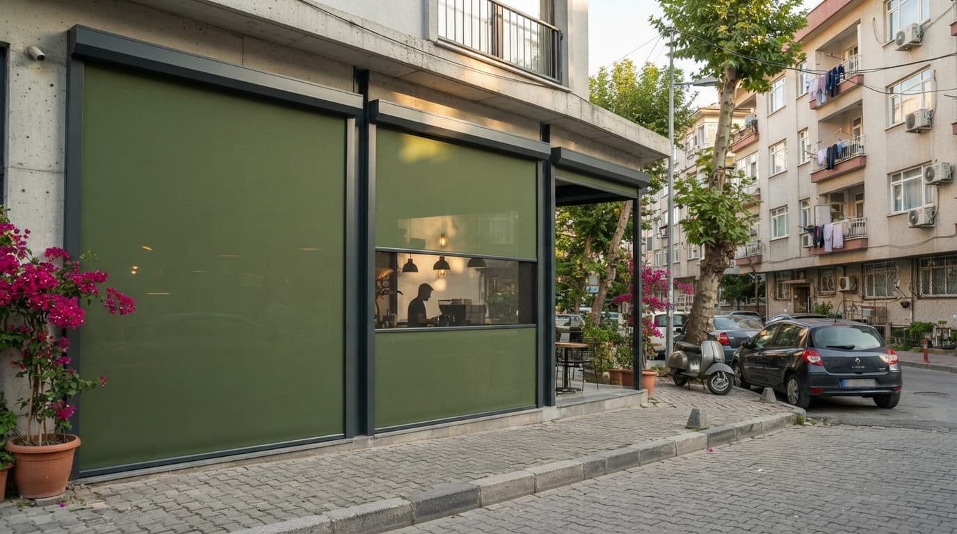 Pergola yanında zip perde kapaması